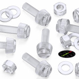 60x viti acriliche trasparenti zigrinate a taglio M8 x 25mm dadi e rondelle