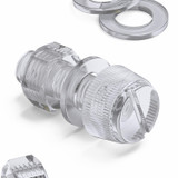 60x Clear Acrylic Slotted Knurled Thumbscrews M8 x 25 mm, Nuts & Washers