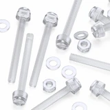 60x viti acriliche trasparenti zigrinate a taglio M6 x 60mm dadi e rondelle