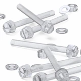 60x viti acriliche trasparenti zigrinate a taglio M6 x 60mm dadi e rondelle
