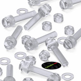 60x Clear Acrylic Slotted Knurled Thumbscrews M5 x 25 mm, Nuts & Washers