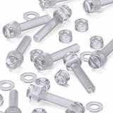 60x Clear Acrylic Slotted Knurled Thumbscrews M5 x 25 mm, Nuts & Washers