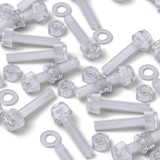 60x Clear Acrylic Slotted Knurled Thumbscrews M5 x 30 mm, Nuts & Washers