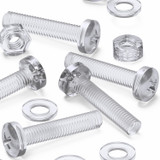 60x Clear Acrylic Pan Head Plastic Screws & Bolts M6 x 30 mm, Nuts & Washers