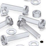 60x Clear Acrylic Pan Head Plastic Screws & Bolts M6 x 30 mm, Nuts & Washers