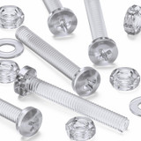 60x Clear Acrylic Pan Head Plastic Screws & Bolts M4 x 30 mm, Nuts & Washers
