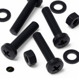 20x Black PP Pan Head Plastic Screws & Bolts M8 x 40 mm, Nuts & Washers