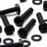 20x Black PP Pan Head Plastic Screws & Bolts M8 x 40 mm, Nuts & Washers