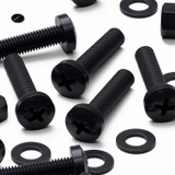 20x Black PP Pan Head Plastic Screws & Bolts M8 x 40 mm, Nuts & Washers