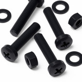 20x Black PP Pan Head Plastic Screws & Bolts M8 x 40 mm, Nuts & Washers
