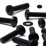 20x Black PP Pan Head Plastic Screws & Bolts M8 x 40 mm, Nuts & Washers