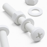 20x White PP Pan Head Plastic Screws & Bolts M5 x 40 mm, Nuts & Washers