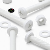 20x White PP Pan Head Plastic Screws & Bolts M5 x 40 mm, Nuts & Washers