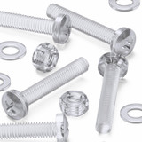 60x Clear Acrylic Pan Head Plastic Screws & Bolts M5 x 30 mm, Nuts & Washers
