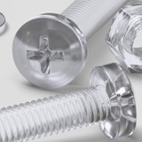 60x Clear Acrylic Pan Head Plastic Screws & Bolts M5 x 30 mm, Nuts & Washers