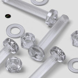 60x Clear Acrylic Pan Head Plastic Screws & Bolts M5 x 30 mm, Nuts & Washers