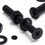 20x viti svasate in plastica PP nere M5 x 40 mm, dadi/rondelle