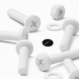 20x White PP Pan Head Plastic Screws & Bolts M8 x 40 mm, Nuts & Washers