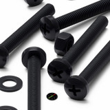 20x Black PP Pan Head Plastic Screws & Bolts M5 x 40 mm, Nuts & Washers