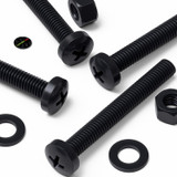 20x Black PP Pan Head Plastic Screws & Bolts M5 x 40 mm, Nuts & Washers
