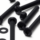 20x Black PP Pan Head Plastic Screws & Bolts M5 x 40 mm, Nuts & Washers