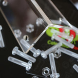 10x grandi staffe a L, acrilico trasparente 3 mm + 50 bulloni M5