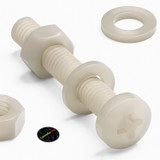 50x viti metriche in nylon naturale M6 x 40 mm + dadi e rondelle