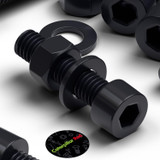 50x Black Nylon Socket Head Machine Screws M5 x 20 mm, Nuts & Washers