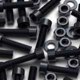 50x Black Nylon Socket Head Machine Screws M5 x 20 mm, Nuts & Washers