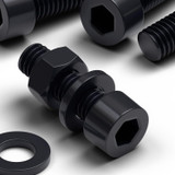 50x Black Nylon Socket Head Machine Screws M6 x 20 mm, Nuts & Washers