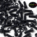 50x Black Nylon Socket Head Machine Screws M6 x 20 mm, Nuts & Washers