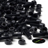 50x Black Nylon Socket Head Machine Screws M6 x 20 mm, Nuts & Washers