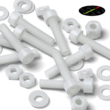 10x viti TCEI in PVDF naturale M4 x 20 mm, dadi & rondelle
