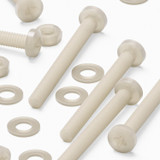 50x Natural Nylon Pan Head Machine Screws & Bolts M4 x 40 mm, Nuts & Washers