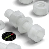 10x Natural PVDF Socket Head Machine Screws M5 x 20 mm, Nuts & Washers