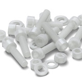 10x Natural PVDF Socket Head Machine Screws M5 x 20 mm, Nuts & Washers