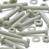 50x Glass Filled Nylon Pan Head Machine Screws M6 x 40 mm, Nuts & Washers