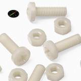 50x viti metriche in nylon naturale M6 x 20 mm + dadi e rondelle
