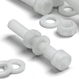 10x Natural PVDF Socket Head Machine Screws M6 x 40 mm, Nuts & Washers