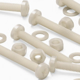 50x Natural Nylon Pan Head Machine Screws & Bolts M5 x 40 mm, Nuts & Washers