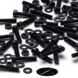 50x Black Nylon Socket Head Machine Screws M4 x 20 mm, Nuts & Washers