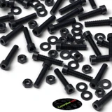 50x Black Nylon Socket Head Machine Screws M4 x 20 mm, Nuts & Washers