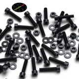 50x Black Nylon Socket Head Machine Screws M4 x 20 mm, Nuts & Washers