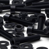 50x viti TCEI in nylon nero M4 x 20 mm, dadi & rondelle