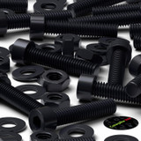 50x viti TCEI in nylon nero M4 x 20 mm, dadi & rondelle