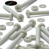 50x Glass Filled Nylon Pan Head Machine Screws M6 x 60 mm, Nuts & Washers