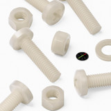 50x Natural Nylon Pan Head Machine Screws & Bolts M5 x 20 mm, Nuts & Washers