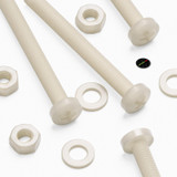 50x viti metriche in nylon naturale M6 x 60 mm + dadi e rondelle