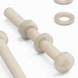 50x viti metriche in nylon naturale M6 x 60 mm + dadi e rondelle