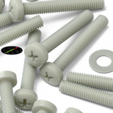 50x Glass Filled Nylon Pan Head Machine Screws M3 x 20 mm, Nuts & Washers